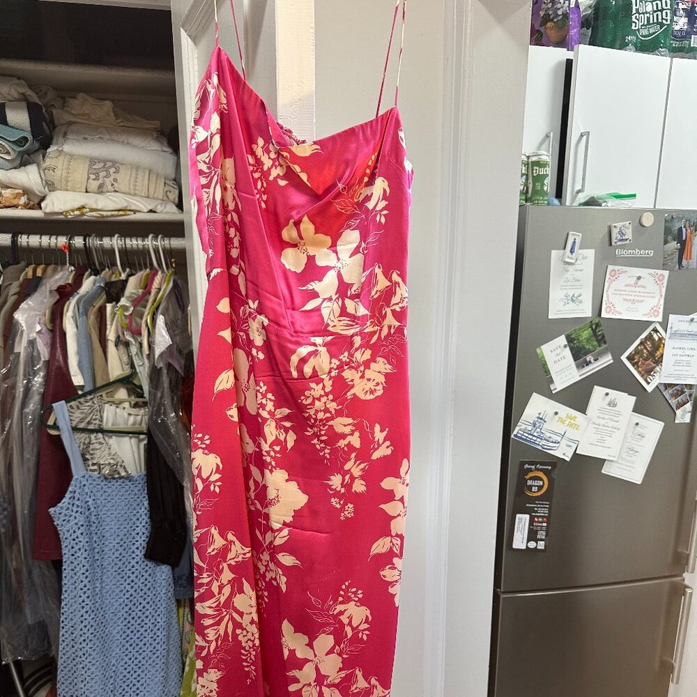 Reformation Frankie Silk Dress in Pink Floral